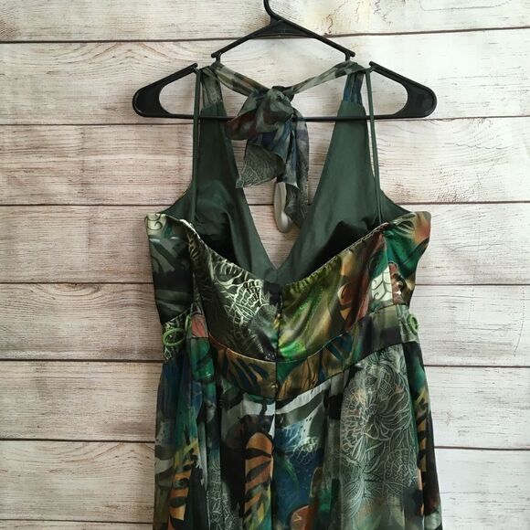 MIDNIGHT VELVET 100% SILK MAXI DRESS IN TROPICAL PRINT - Picture 8 of 12